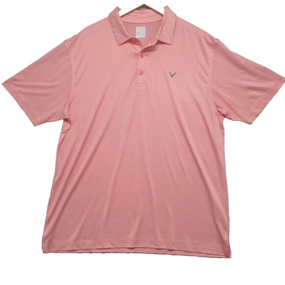 Callaway Opti-Dri Men’s XL Coral Thin Striped Performance Golf Polo Shirt - Picture 1 of 8